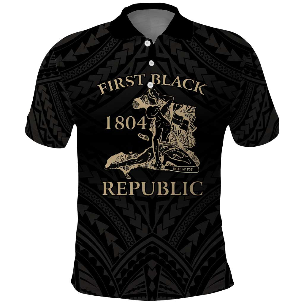 Personalized Haiti First Black Republic Polo Shirt Negre Marron With Map And Flag LT9 Black - Polynesian Pride