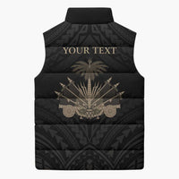 Personalized Haiti First Black Republic Sleeveless Puffer Jacket Negre Marron With Map And Flag - Polynesian Pride