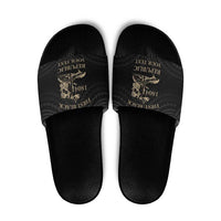 Personalized Haiti First Black Republic Slide Sandals Negre Marron With Map And Flag - Polynesian Pride