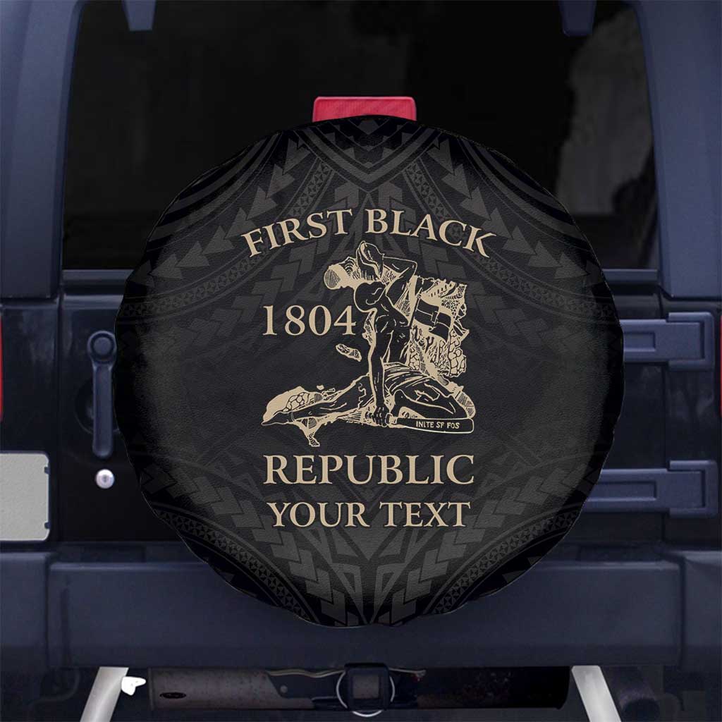 Personalized Haiti First Black Republic Spare Tire Cover Negre Marron With Map And Flag LT9 No hole Black - Polynesian Pride