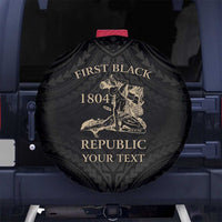 Personalized Haiti First Black Republic Spare Tire Cover Negre Marron With Map And Flag LT9 No hole Black - Polynesian Pride
