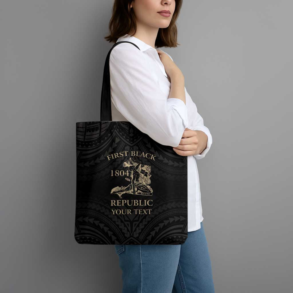 Personalized Haiti First Black Republic Tote Bag Negre Marron With Map And Flag - Polynesian Pride