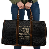 Personalized Haiti First Black Republic Travel Bag Negre Marron With Map And Flag - Polynesian Pride