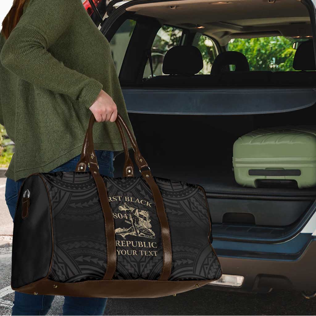 Personalized Haiti First Black Republic Travel Bag Negre Marron With Map And Flag - Polynesian Pride