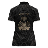 Personalized Haiti First Black Republic Women Polo Shirt Negre Marron With Map And Flag