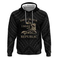 Personalized Haiti First Black Republic Zip Hoodie Negre Marron With Map And Flag