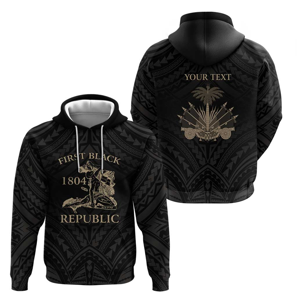 Personalized Haiti First Black Republic Zip Hoodie Negre Marron With Map And Flag