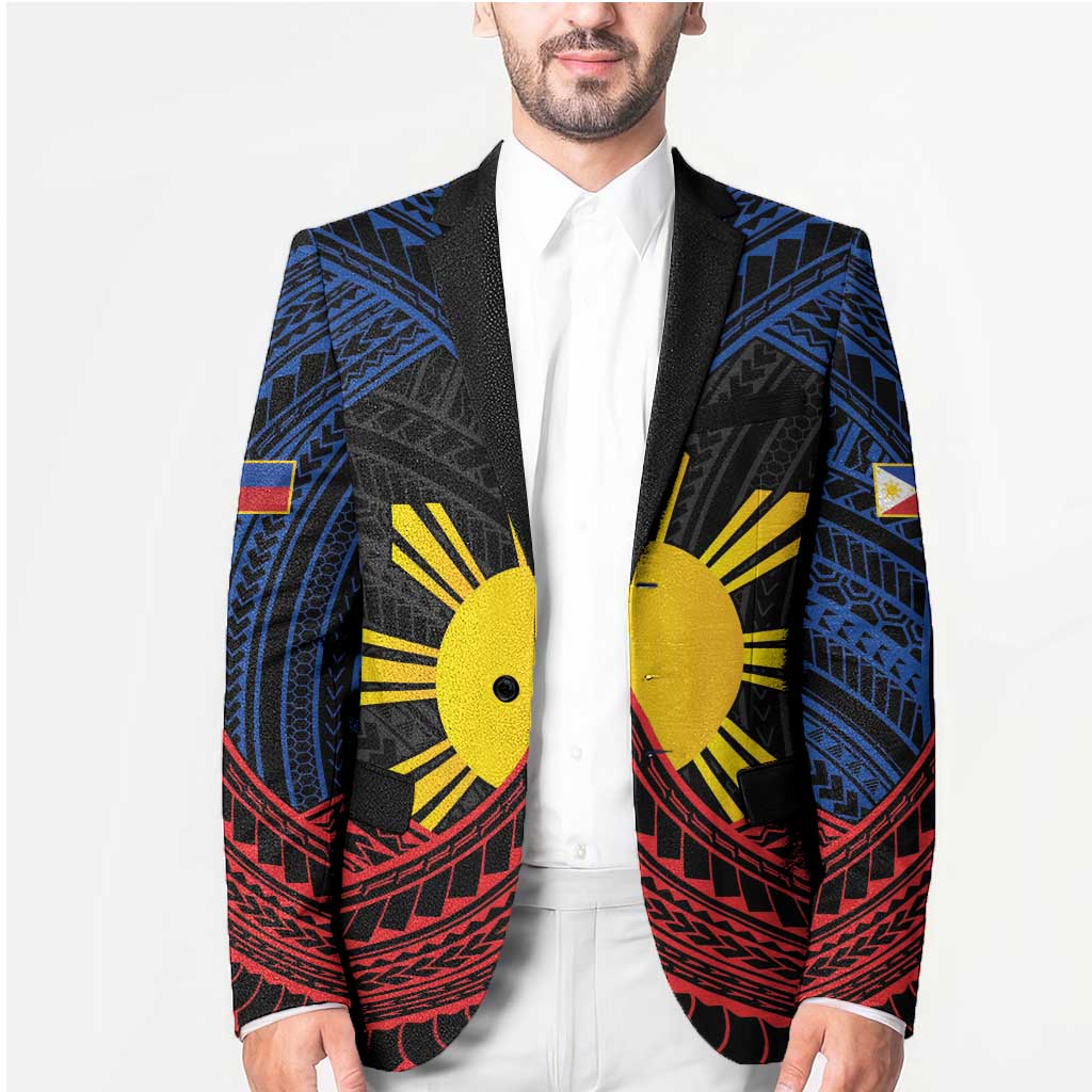 Personalized Philippines Blazer Polynesian Tribal Tattoo with Filipino Flag Motif - Polynesian Pride
