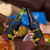 Personalized Philippines 4 in 1 Can Cooler Tumbler Polynesian Tribal Tattoo with Filipino Flag Motif
