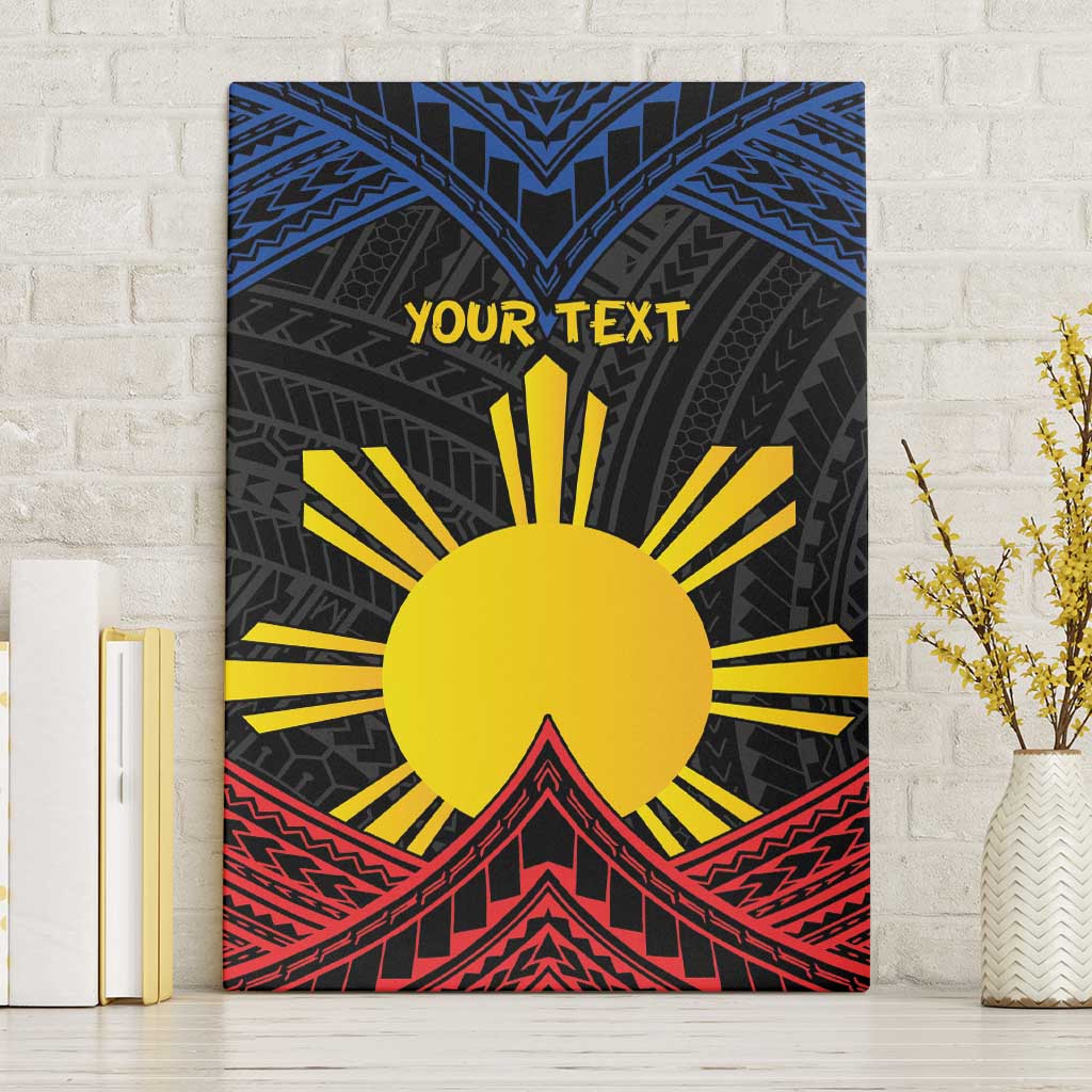 Personalized Philippines Canvas Wall Art Polynesian Tribal Tattoo with Filipino Flag Motif