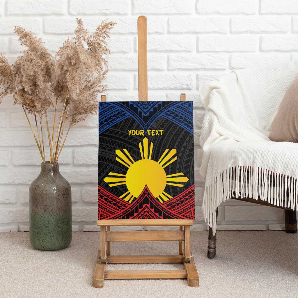 Personalized Philippines Canvas Wall Art Polynesian Tribal Tattoo with Filipino Flag Motif