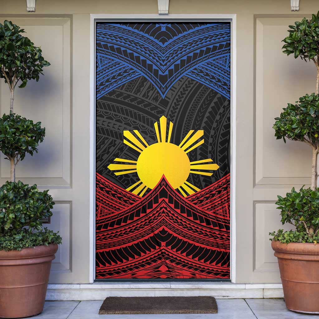 Personalized Philippines Door Cover Polynesian Tribal Tattoo with Filipino Flag Motif - Polynesian Pride