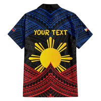 Personalized Philippines Family Matching Short Sleeve Bodycon Dress and Hawaiian Shirt Polynesian Tribal Tattoo with Filipino Flag Motif