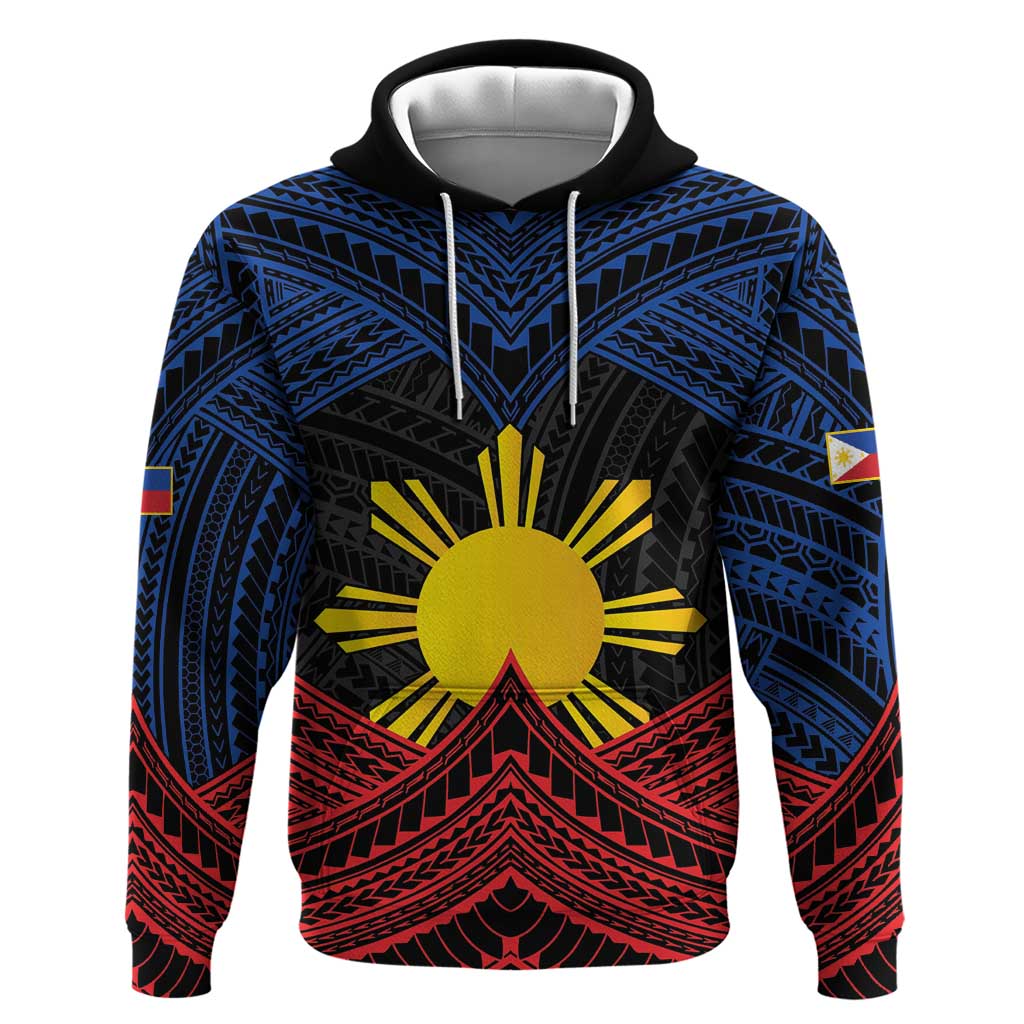 Personalized Philippines Hoodie Polynesian Tribal Tattoo with Filipino Flag Motif