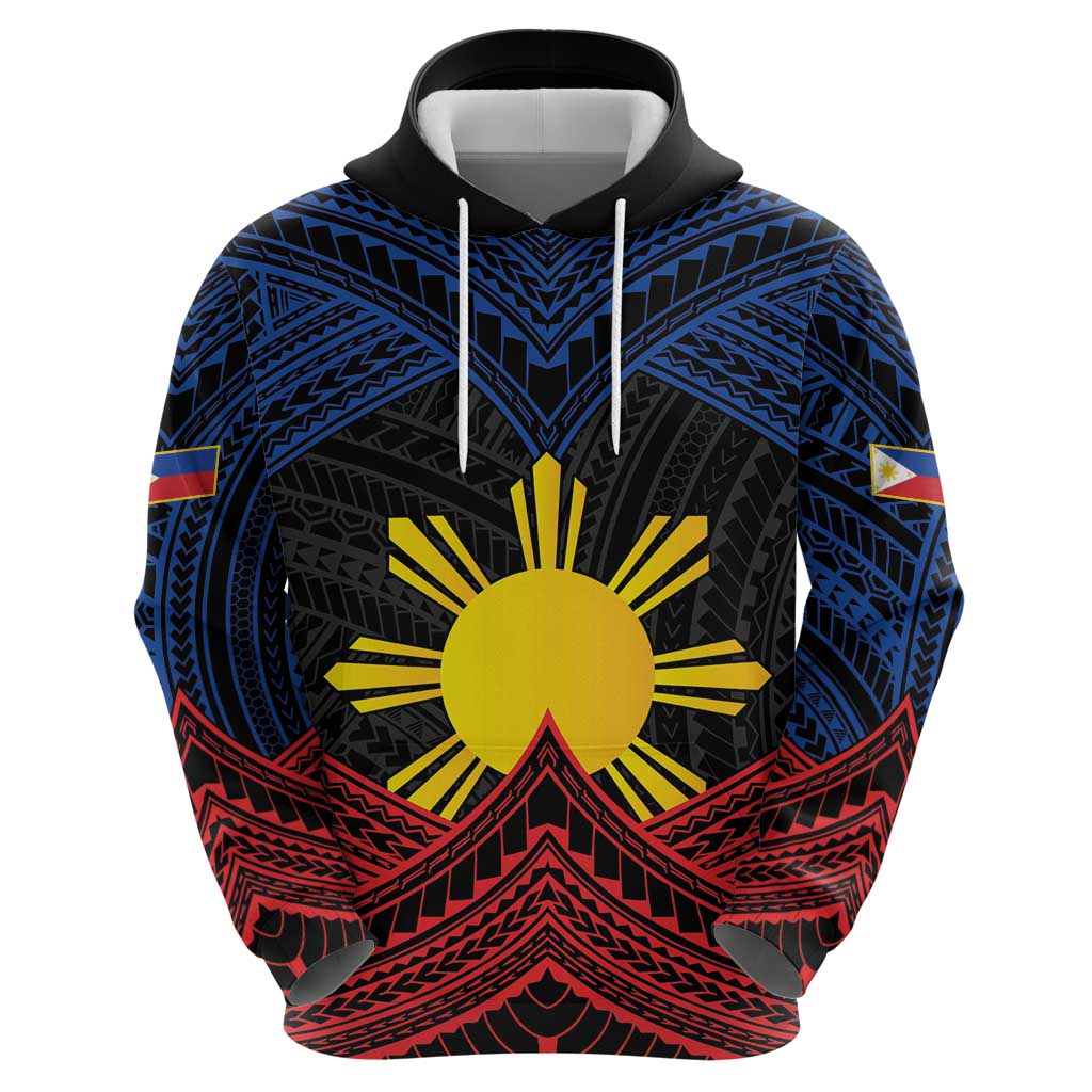 Personalized Philippines Hoodie Polynesian Tribal Tattoo with Filipino Flag Motif
