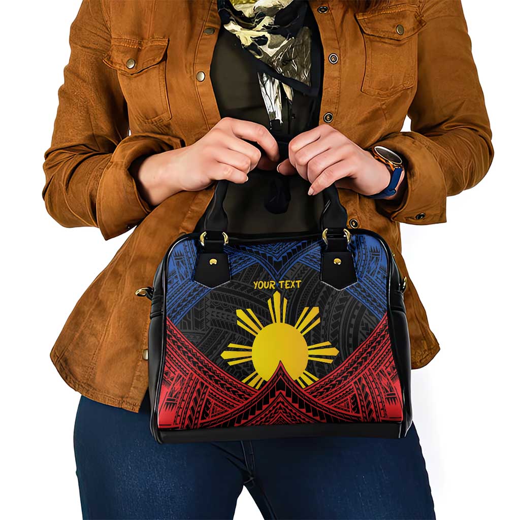 Personalized Philippines Shoulder Handbag Polynesian Tribal Tattoo with Filipino Flag Motif