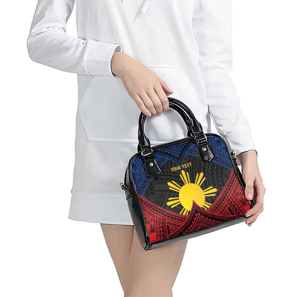 Personalized Philippines Shoulder Handbag Polynesian Tribal Tattoo with Filipino Flag Motif