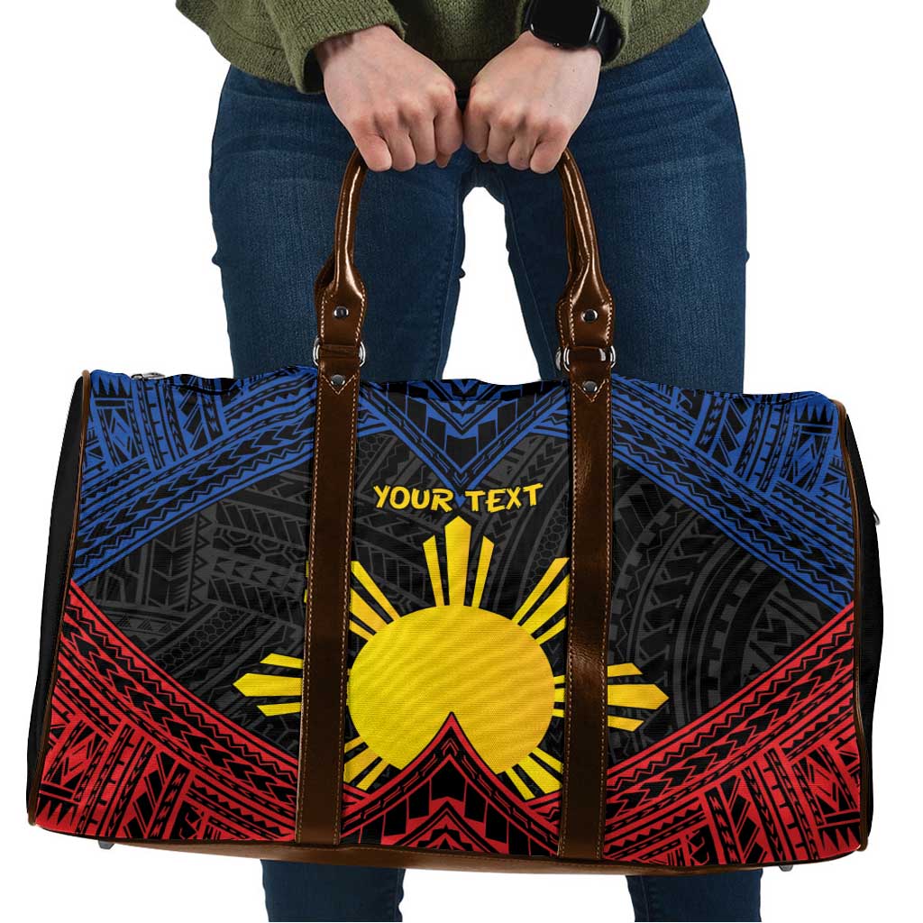 Personalized Philippines Travel Bag Polynesian Tribal Tattoo with Filipino Flag Motif - Polynesian Pride