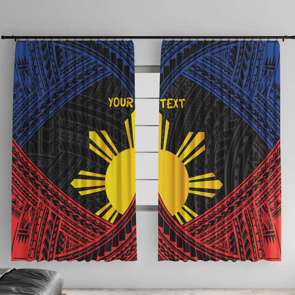 Personalized Philippines Window Curtain Polynesian Tribal Tattoo with Filipino Flag Motif