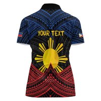 Personalized Philippines Women Polo Shirt Polynesian Tribal Tattoo with Filipino Flag Motif