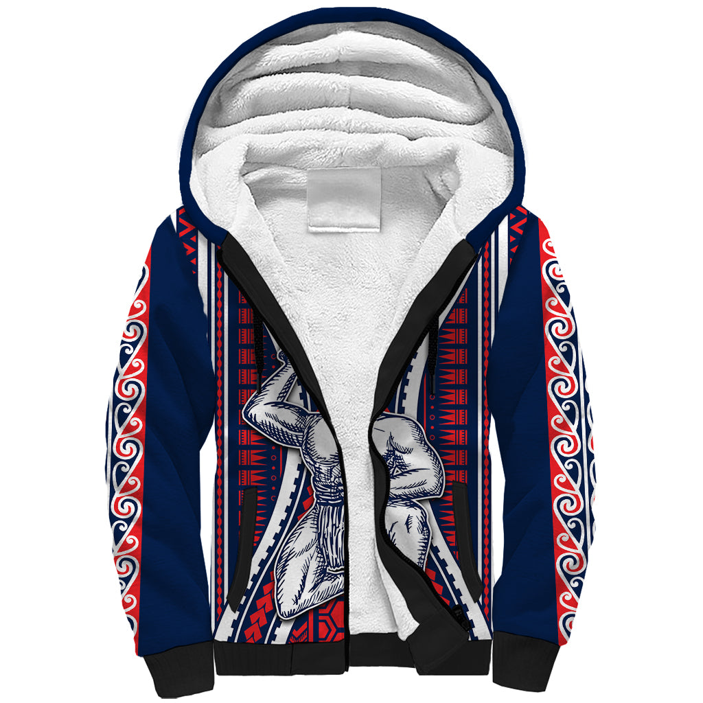 Personalised Aotearoa Father's Day Gift For Dad Sherpa Hoodie Aroha Ahau Ki A Koe Papa - Maori Style Pattern LT9 Unisex Red - Polynesian Pride