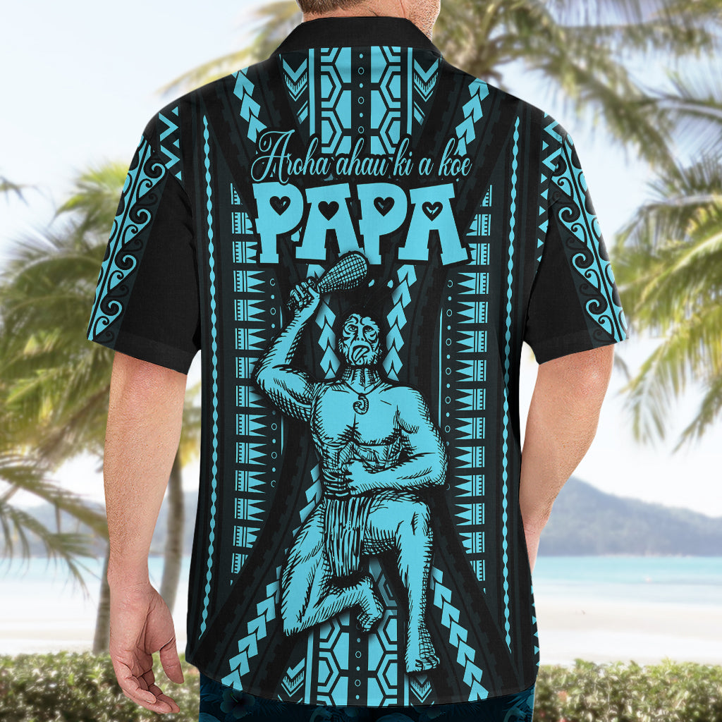 Aotearoa Father's Day Gift For Dad Hawaiian Shirt Aroha Ahau Ki A Koe Papa - Aqua Maori Style Pattern LT9 - Polynesian Pride