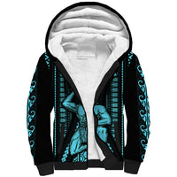 Aotearoa Father's Day Gift For Dad Sherpa Hoodie Aroha Ahau Ki A Koe Papa - Aqua Maori Style Pattern LT9 Unisex Aqua - Polynesian Pride