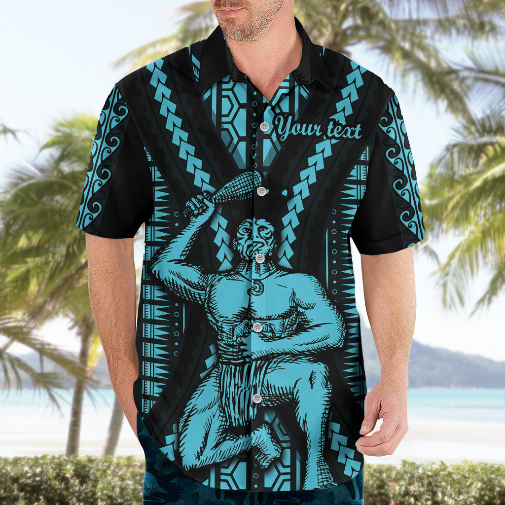 Personalised Aotearoa Father's Day Gift For Dad Hawaiian Shirt Aroha Ahau Ki A Koe Papa - Aqua Maori Style Pattern LT9 - Polynesian Pride