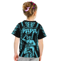 Personalised Aotearoa Father's Day Gift For Dad Kid T Shirt Aroha Ahau Ki A Koe Papa - Aqua Maori Style Pattern LT9 - Polynesian Pride