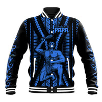 Aotearoa Father's Day Gift For Dad Baseball Jacket Aroha Ahau Ki A Koe Papa - Blue Maori Style Pattern LT9 Unisex Blue - Polynesian Pride