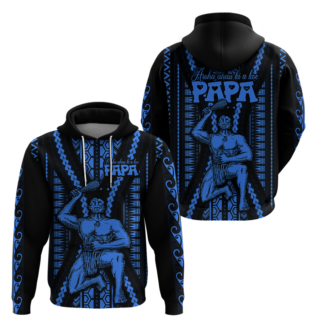 Aotearoa Fathers Day Gift For Dad Hoodie Aroha Ahau Ki A Koe Papa Blue Maori Style Pattern LT9 - Polynesian Pride