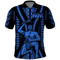 Aotearoa Fathers Day Gift For Dad Polo Shirt Aroha Ahau Ki A Koe Papa Blue Maori Style Pattern LT9 Blue - Polynesian Pride