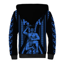 Aotearoa Father's Day Gift For Dad Sherpa Hoodie Aroha Ahau Ki A Koe Papa - Blue Maori Style Pattern LT9 - Polynesian Pride