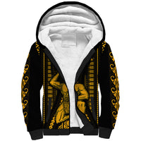 Aotearoa Father's Day Gift For Dad Sherpa Hoodie Aroha Ahau Ki A Koe Papa - Gold Maori Style Pattern LT9 Unisex Gold - Polynesian Pride