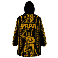 Aotearoa Father's Day Gift For Dad Wearable Blanket Hoodie Aroha Ahau Ki A Koe Papa - Gold Maori Style Pattern LT9 - Polynesian Pride