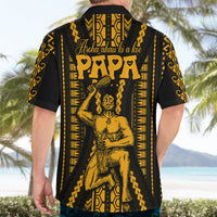 Personalised Aotearoa Father's Day Gift For Dad Hawaiian Shirt Aroha Ahau Ki A Koe Papa - Gold Maori Style Pattern LT9 - Polynesian Pride
