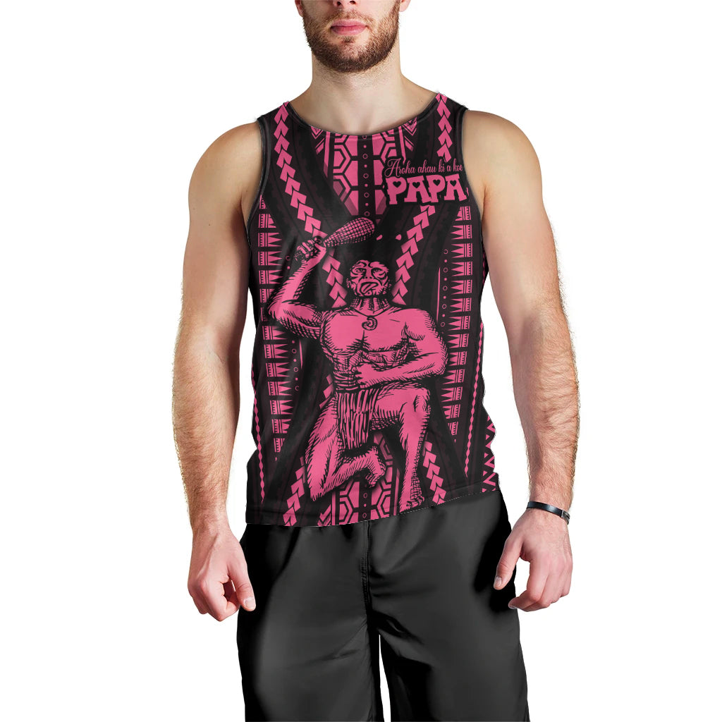Maori Fathers Day New Zealand Men Tank Top Aroha Ahau Ki A Koe Papa - Pink LT9 - Polynesian Pride