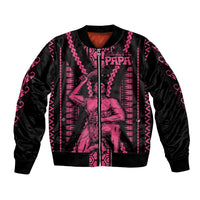 Maori Fathers Day New Zealand Sleeve Zip Bomber Jacket Aroha Ahau Ki A Koe Papa - Pink LT9 Unisex Pink - Polynesian Pride
