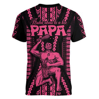 Maori Fathers Day New Zealand Women V Neck T Shirt Aroha Ahau Ki A Koe Papa - Pink LT9 - Polynesian Pride
