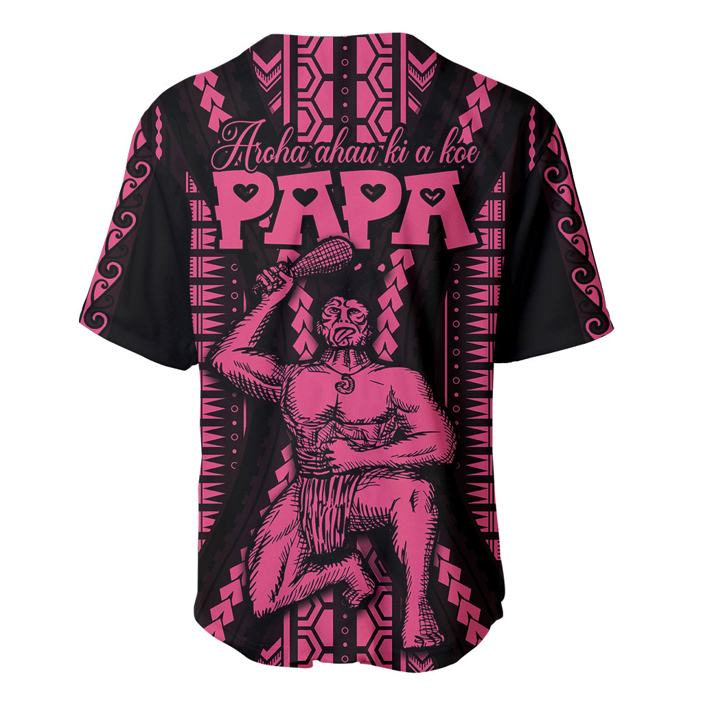 Custom Maori Fathers Day New Zealand Baseball Jersey Aroha Ahau Ki A Koe Papa - Pink LT9 - Polynesian Pride
