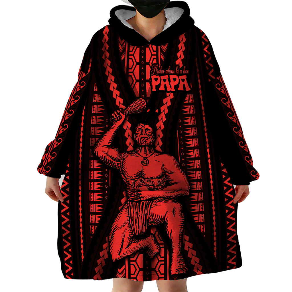 Maori Fathers Day New Zealand Wearable Blanket Hoodie Aroha Ahau Ki A Koe Papa - Red LT9 - Polynesian Pride