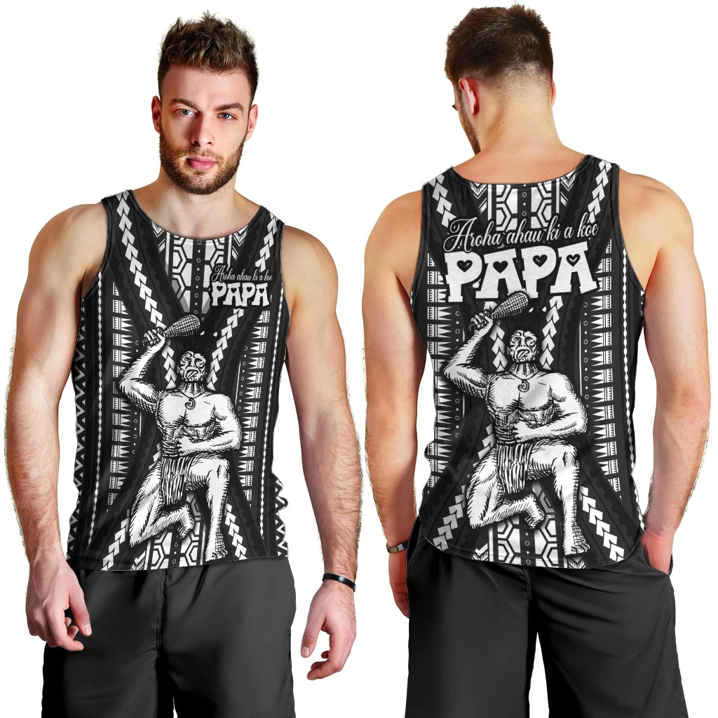 Maori Fathers Day New Zealand Men Tank Top Aroha Ahau Ki A Koe Papa - Black LT9 - Polynesian Pride