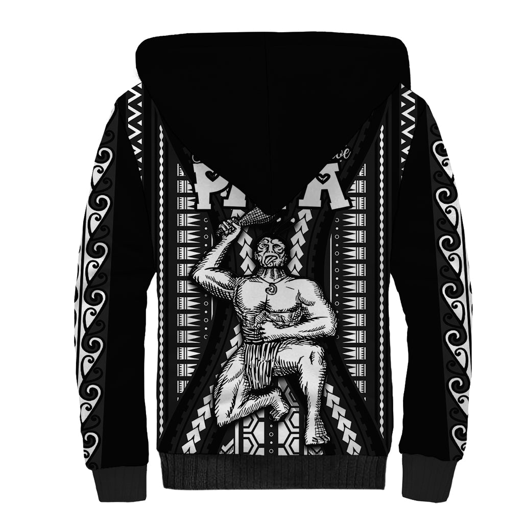 Maori Fathers Day New Zealand Sherpa Hoodie Aroha Ahau Ki A Koe Papa - Black LT9 - Polynesian Pride