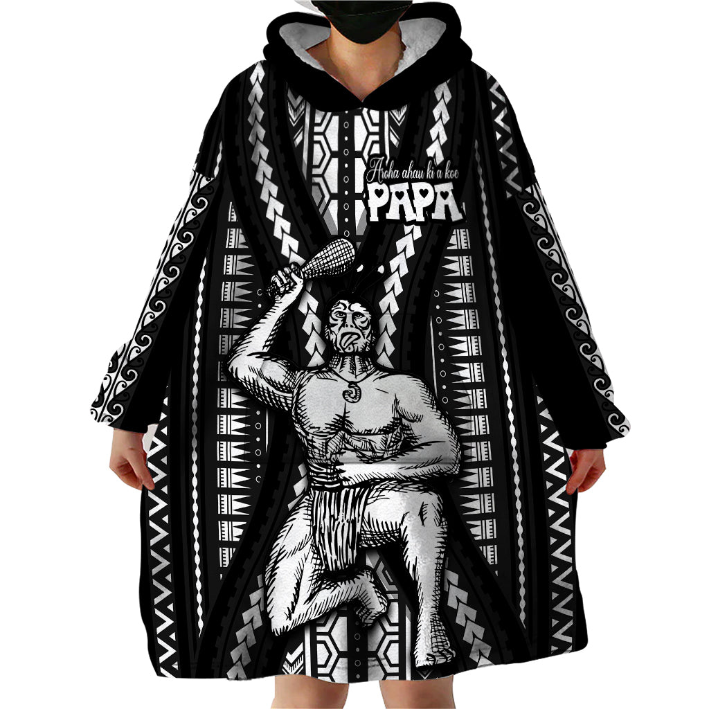 Maori Fathers Day New Zealand Wearable Blanket Hoodie Aroha Ahau Ki A Koe Papa - Black LT9 - Polynesian Pride