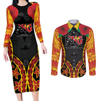 Personalised Papua New Guinea Remembrance Day Couples Matching Long Sleeve Bodycon Dress and Long Sleeve Button Shirt