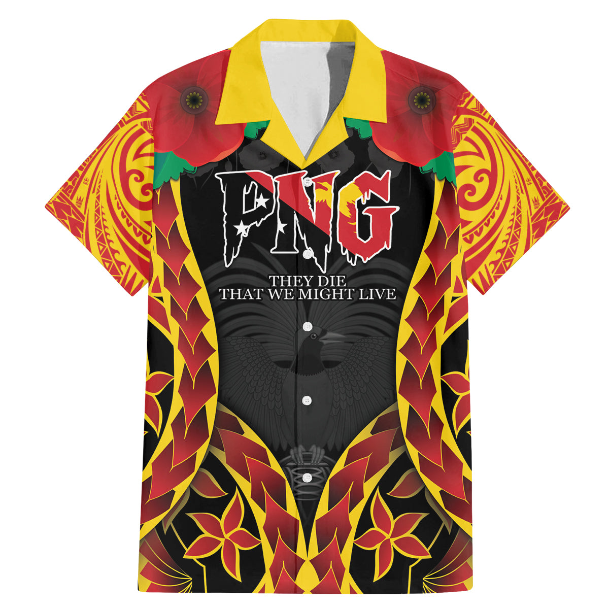 Personalised Papua New Guinea Remembrance Day Family Matching Mermaid Dress and Hawaiian Shirt