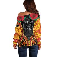 Personalised Papua New Guinea Remembrance Day Off Shoulder Sweater