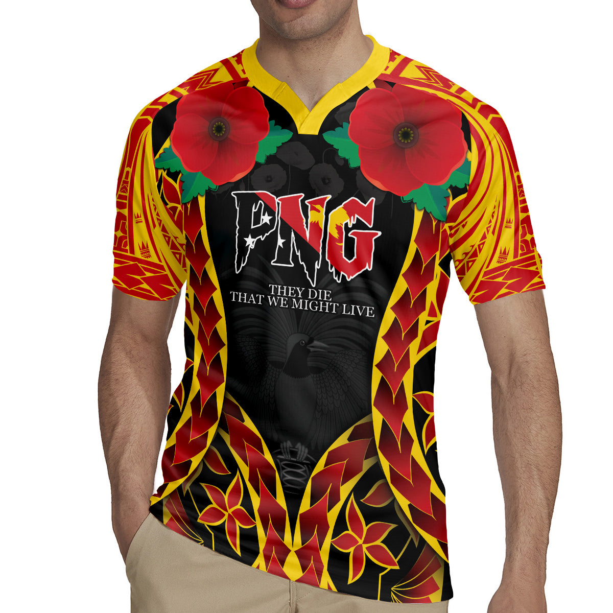 Personalised Papua New Guinea Remembrance Day Rugby Jersey