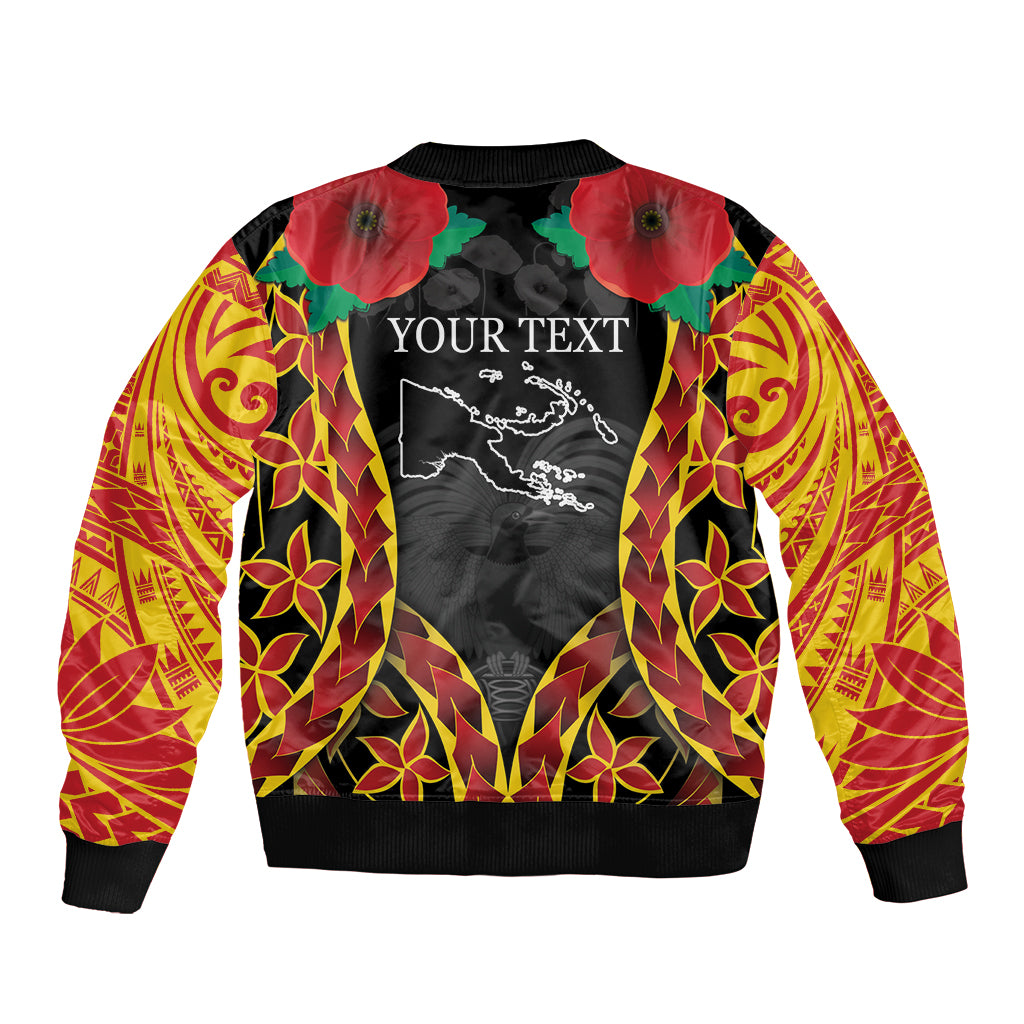 Personalised Papua New Guinea Remembrance Day Sleeve Zip Bomber Jacket