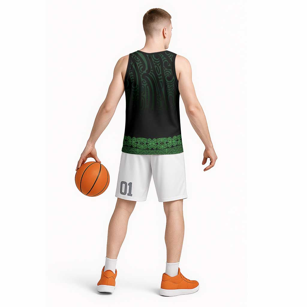 New Zealand Maori Kowhaiwhai Basketball Jersey Kakariki Maui and Mangopare - Polynesian Pride